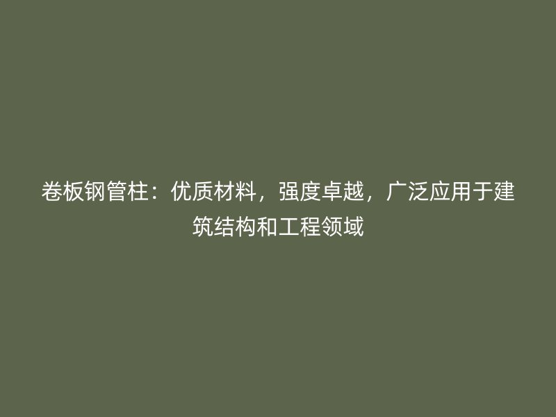 卷板鋼管柱：優(yōu)質(zhì)材料，強(qiáng)度卓越，廣泛應(yīng)用于建筑結(jié)構(gòu)和工程領(lǐng)域